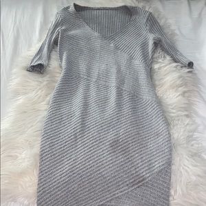 Asymmetric tight grey dress